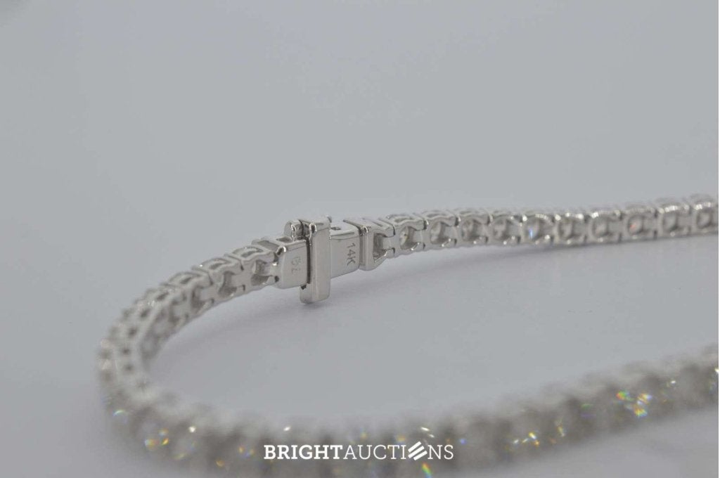 Witgouden tennisarmband met natuurlijke diamanten, Diamant, Wit, Niet ingevuld, Nieuw