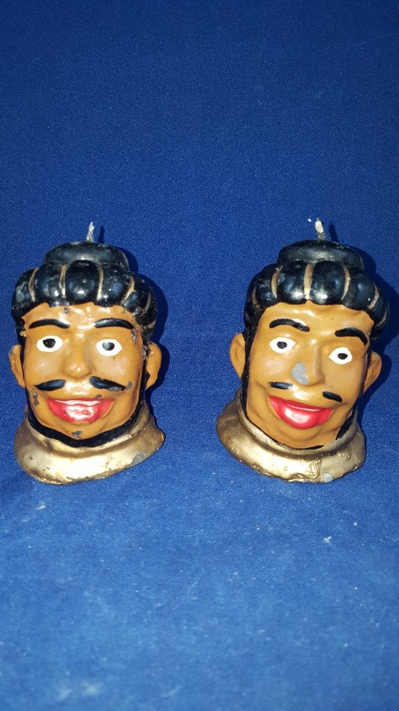 Vintage kaarsen, morenhoofd, buste, hoofd x 2. W3, Diversen, Kerst, Tweedehands verkoop, Tweedehands verkoop, Gebruikt, Ophalen of Verzenden