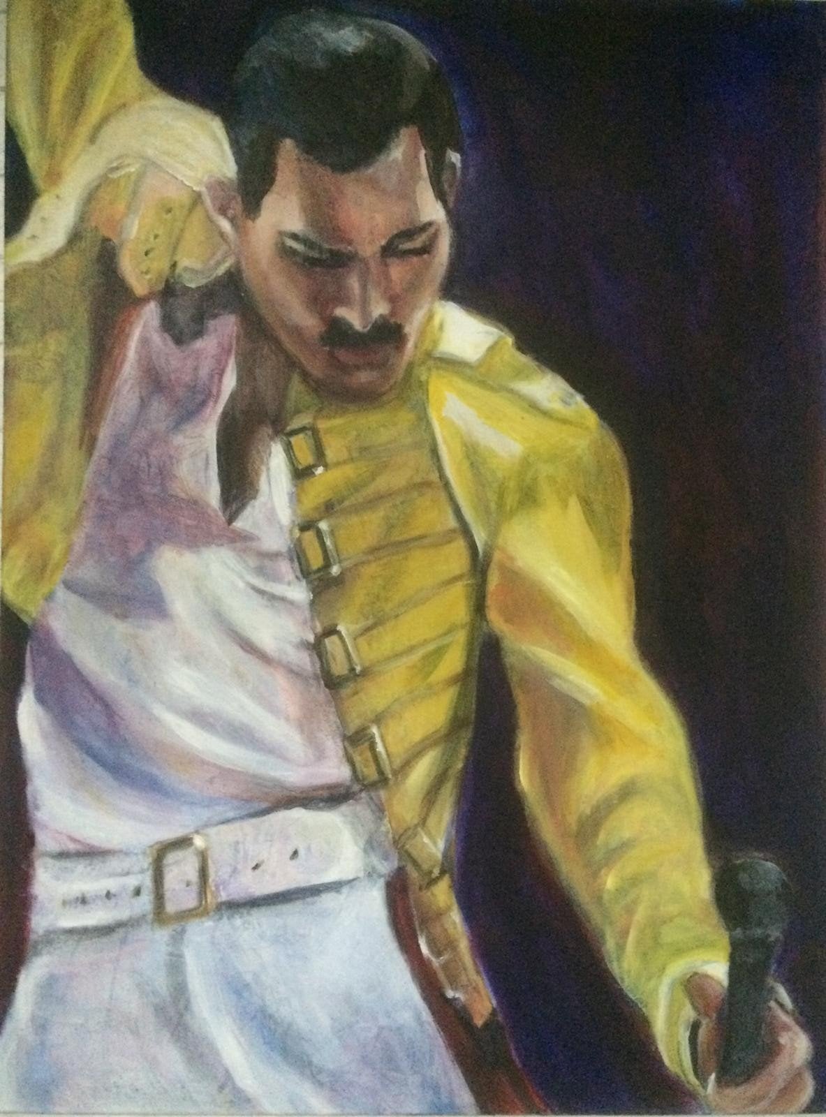 Schilderij 'Freddie Mercury' - Acryl op doek, 60x80 cm, Ophalen of Verzenden