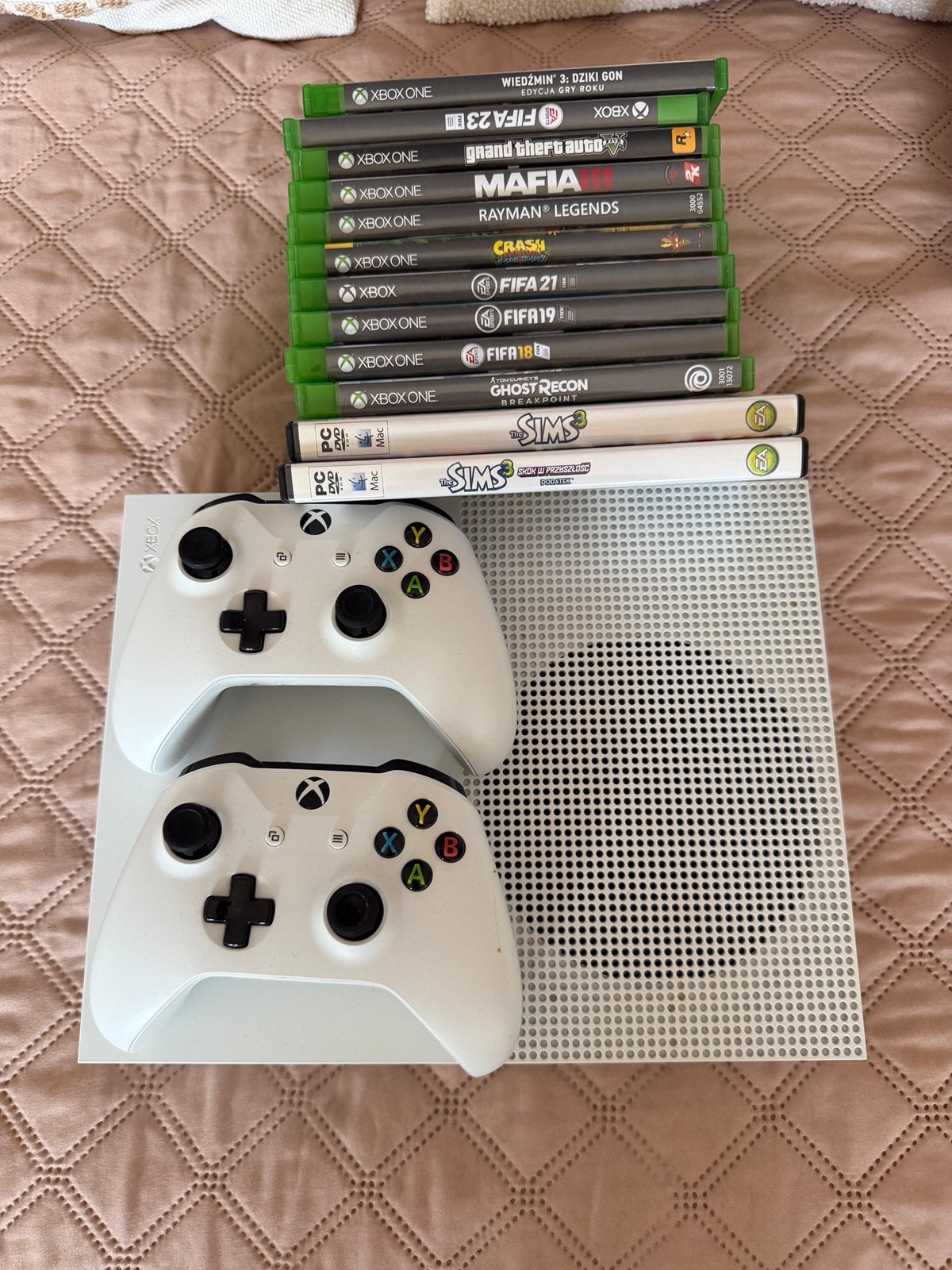 Xbox One 500 GB met 8 games, Ophalen, Zo goed als nieuw, 500 GB, Met 2 controllers