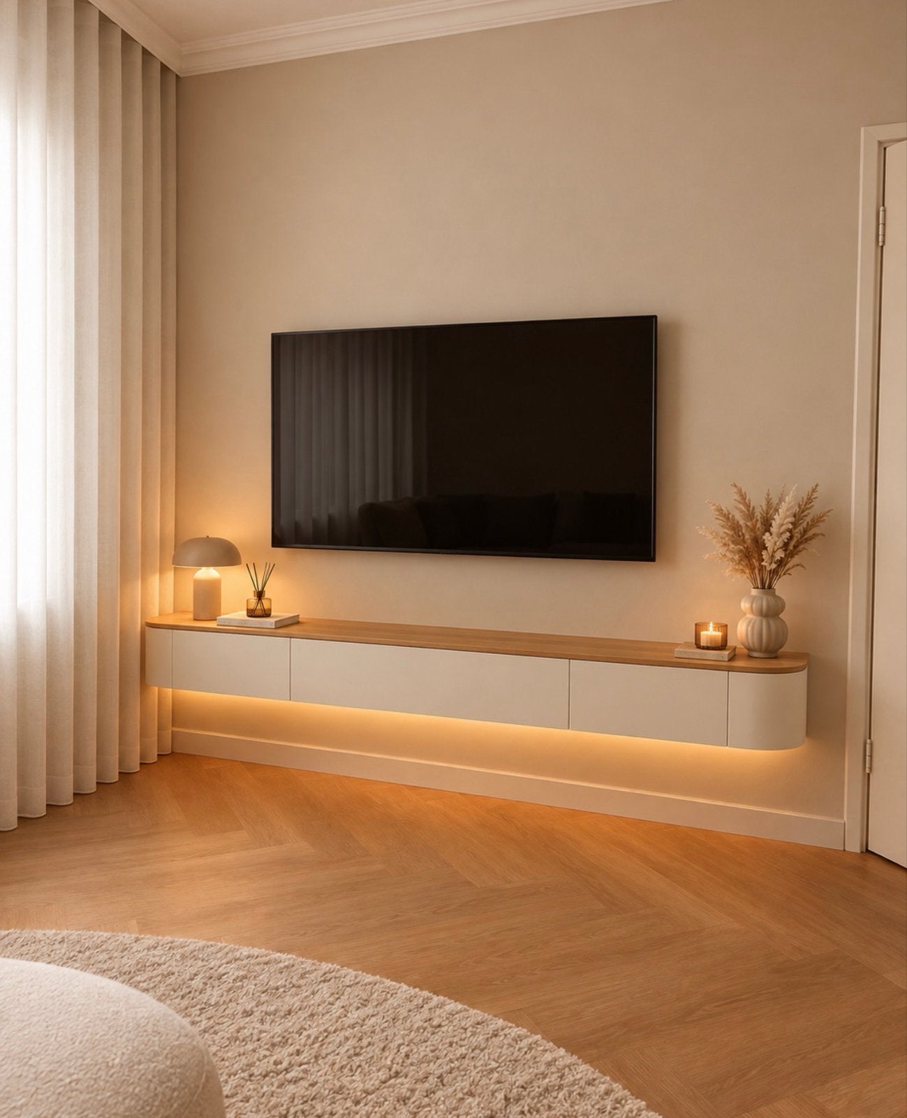 Japandi TV-meubel zwevend - Strak en Modern Design, Huis en Inrichting, 150 tot 200 cm, Nieuw, Ophalen of Verzenden, Minder dan 100 cm