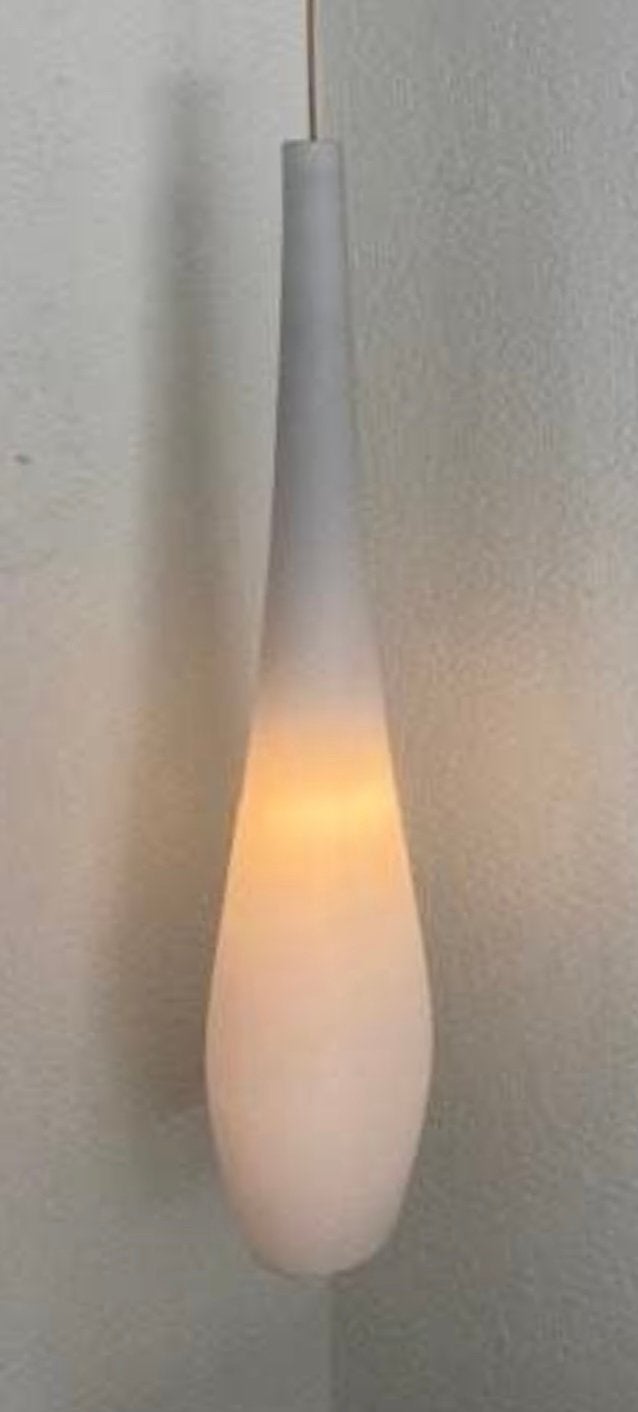Vintage Witte Hanglamp - Druppelvormig Design, Ophalen of Verzenden, Gebruikt, Glas