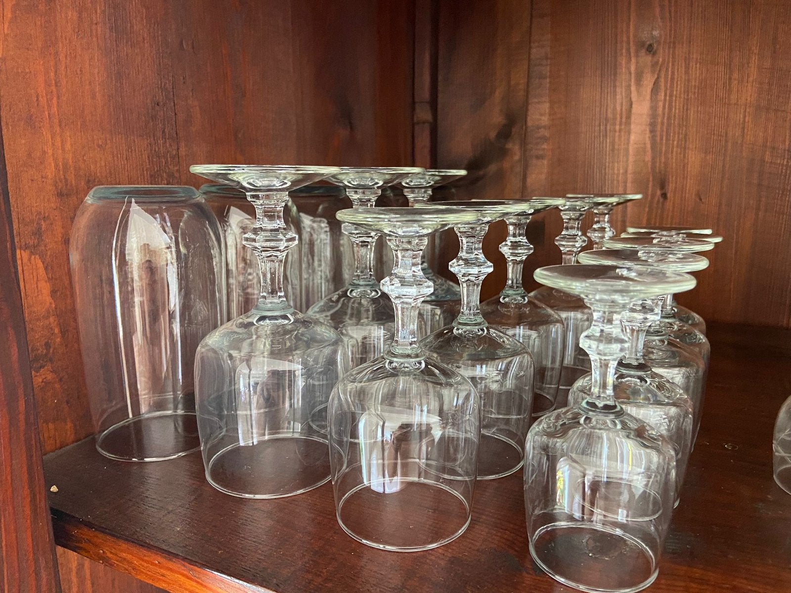 Set vintage glazen / wijnglazen / likeurglazen – modellen, Verzamelen, Glas en Borrelglaasjes, Ophalen, Zo goed als nieuw, Overige typen