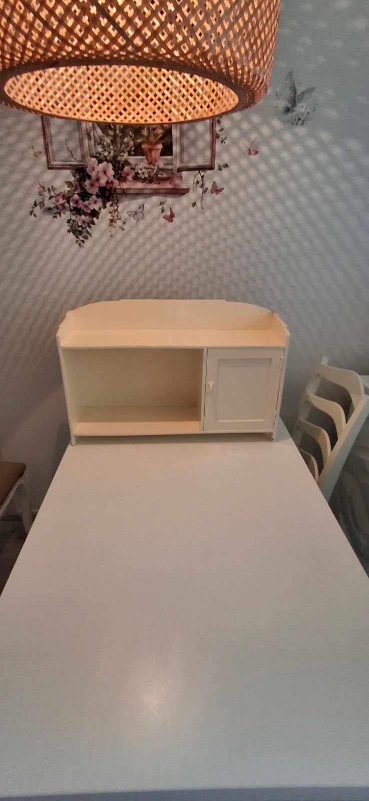 Vintage Brocante Landelijk Wandkastje Roomwit, Ophalen