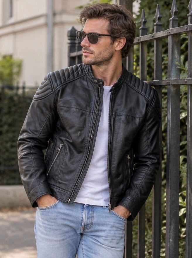 Goosecraft Leren Bikerjack Zwart Maat L, Ophalen of Verzenden, Gedragen, Maat 52/54 (L), Zwart