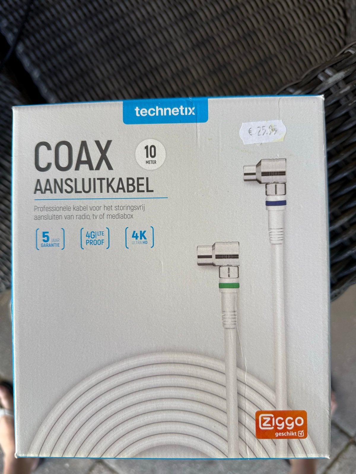 Technetix Coax Aansluitkabel 10 Meter - Ziggo Geschikt, Ophalen of Verzenden, Nieuw, 10 meter of meer, Coaxiale kabel