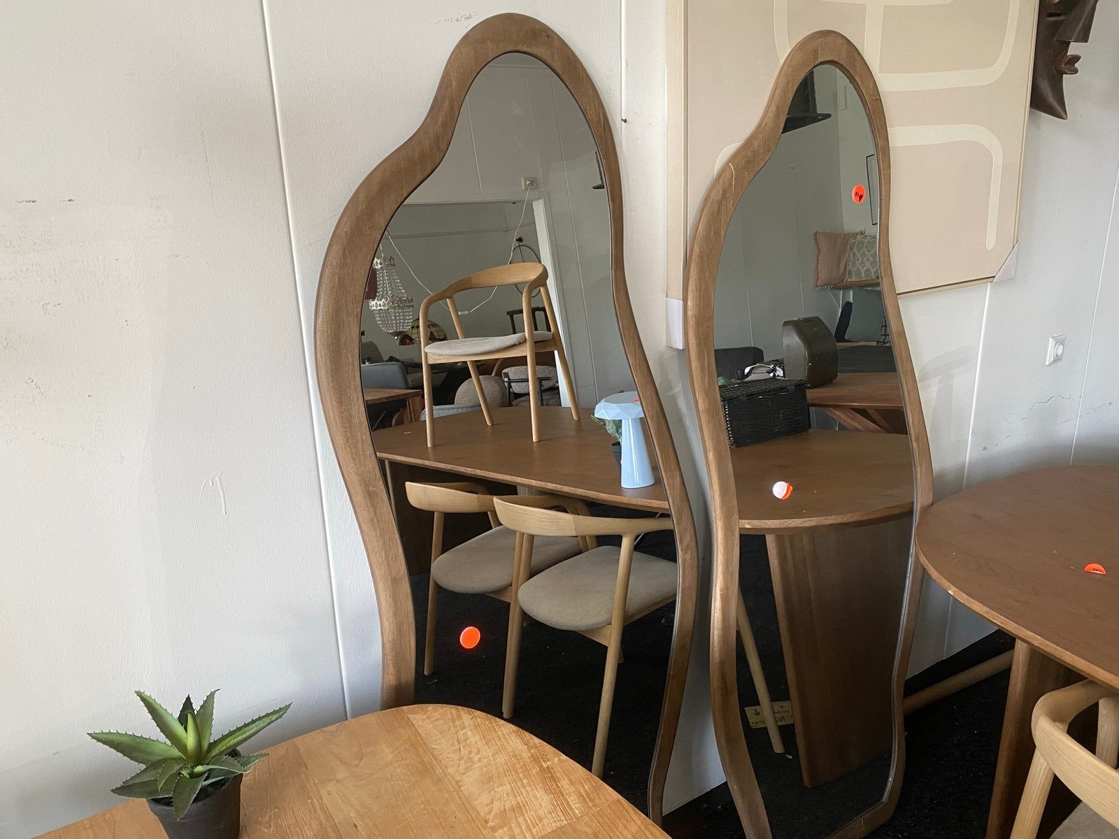 Spiegel Laban 180x60 organische vorm mangohout lijst, Ophalen, Nieuw, Overige vormen, 150 tot 200 cm