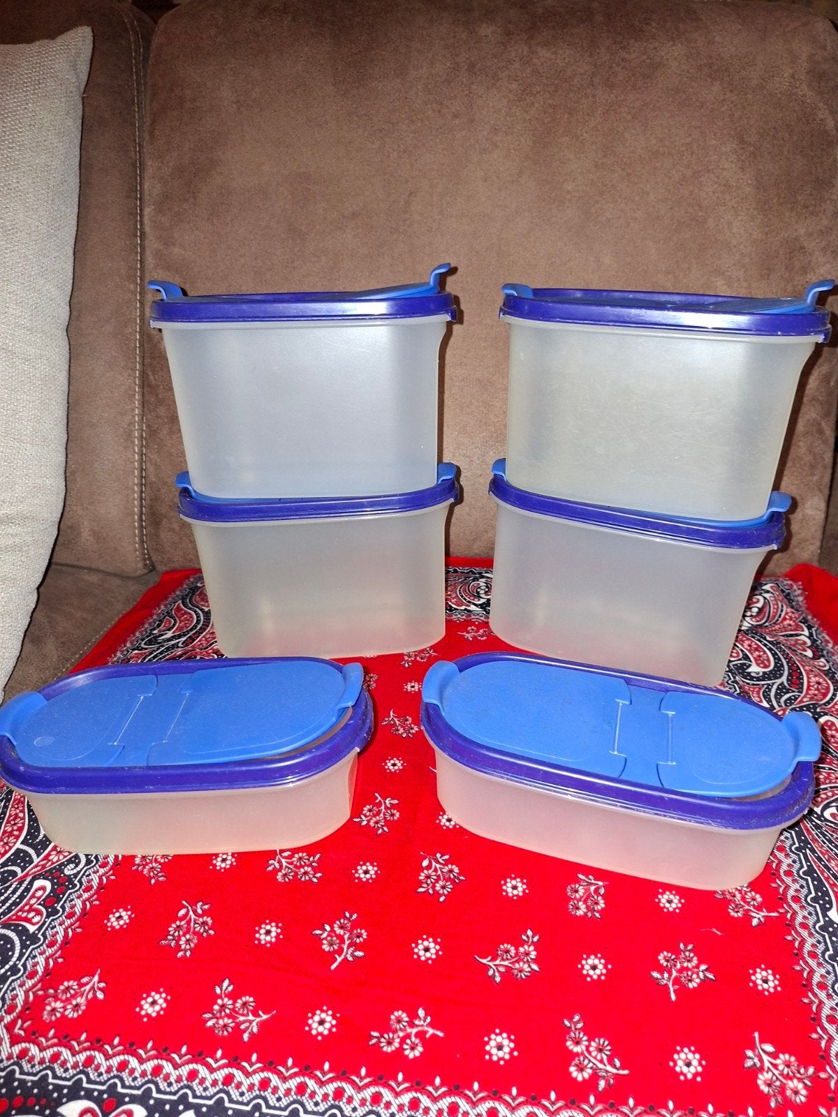 tupperware ruimtespaarders, Gebruikt, Bewaardoos, Blauw, Ophalen of Verzenden