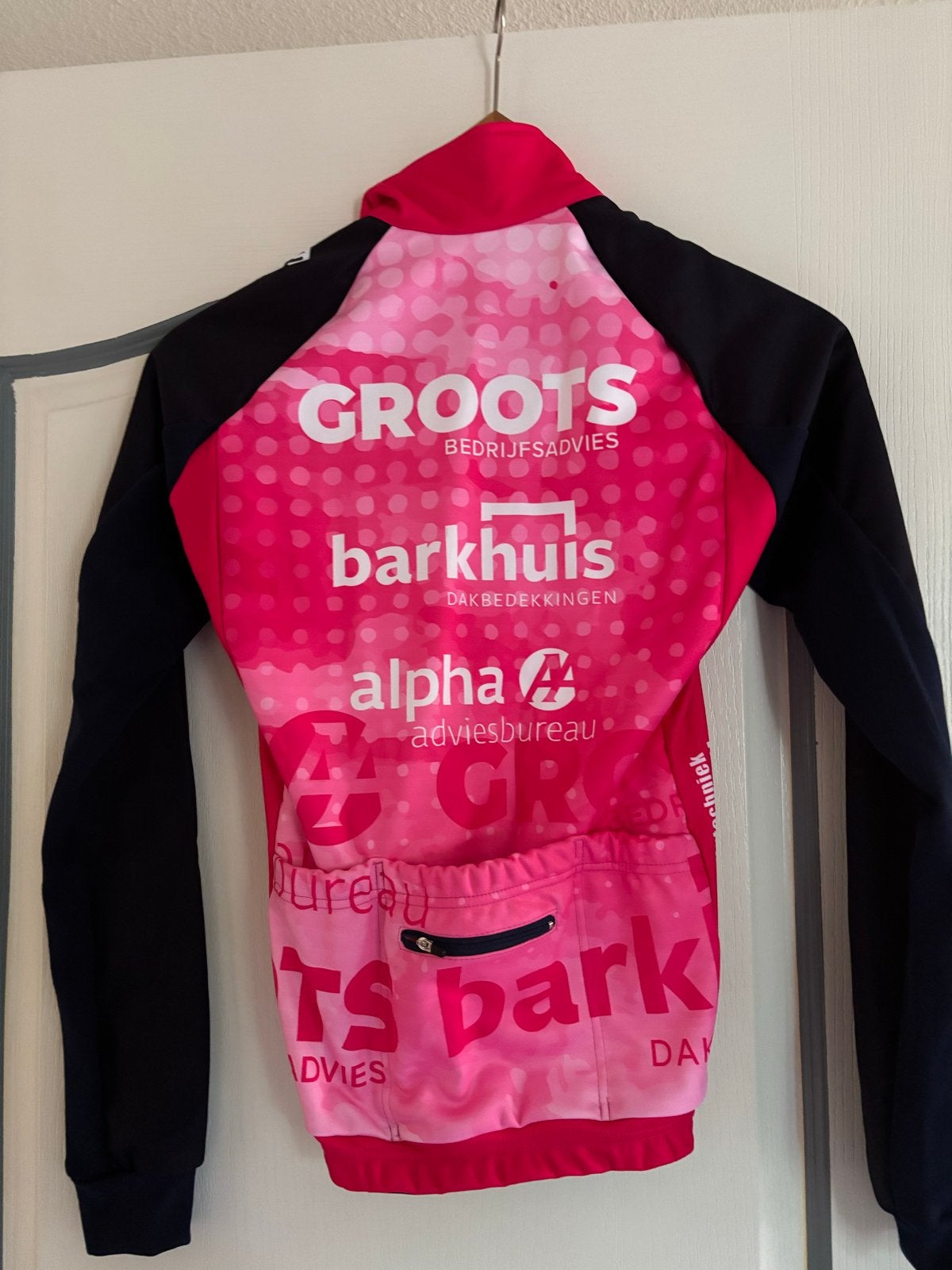 Roze/Zwart Wielrenshirt Lange Mouwen - Groots Bedrijfsadvies, Fietsen en Brommers, Fietsaccessoires | Fietskleding, Heren, Nieuw