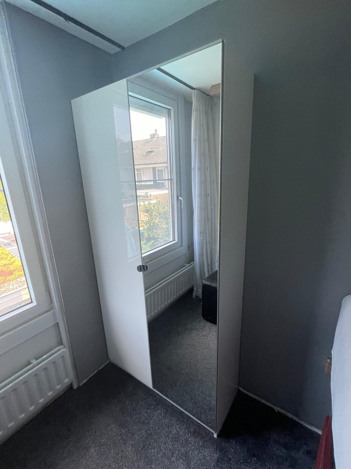 Ikea Pax kast 201x38x100 wit met spiegeldeur (2023), Ophalen, 200 cm of meer, 50 tot 100 cm, Zo goed als nieuw