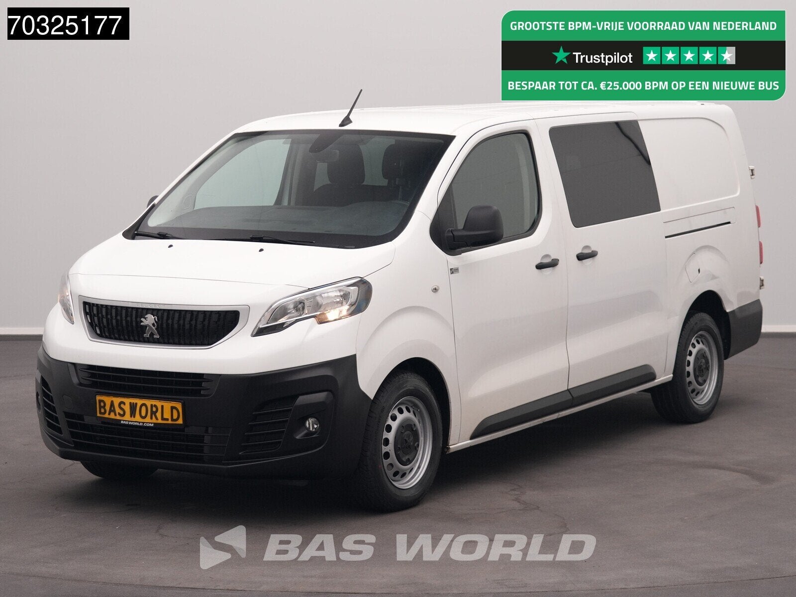 Peugeot Expert 120pk Dubbel Cabine L3H1 Navi Airco Parkeerse, Auto's, Stof, Gebruikt, Euro 6, 4 cilinders