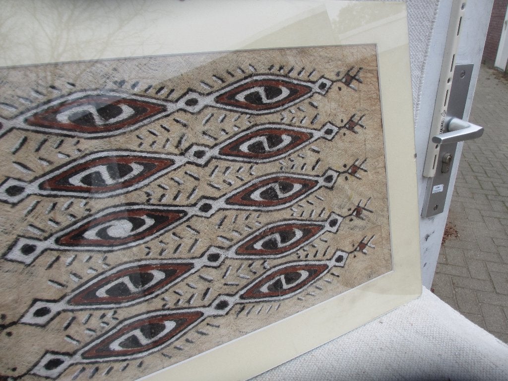 BOOMBAST PAPOEA SCHILDERING, Antiek en Kunst, Kunst | Niet-Westerse kunst, Wanddecoratie, Natuurlijk materiaal, Papoea-Nieuw-Guinea