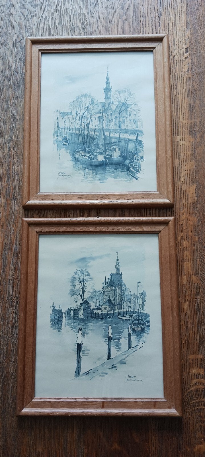 JAN KORTHALS 2 AQUARELLEN VAN HOORN EN VEERE 31 HOOG 25BREED, Ophalen of Verzenden