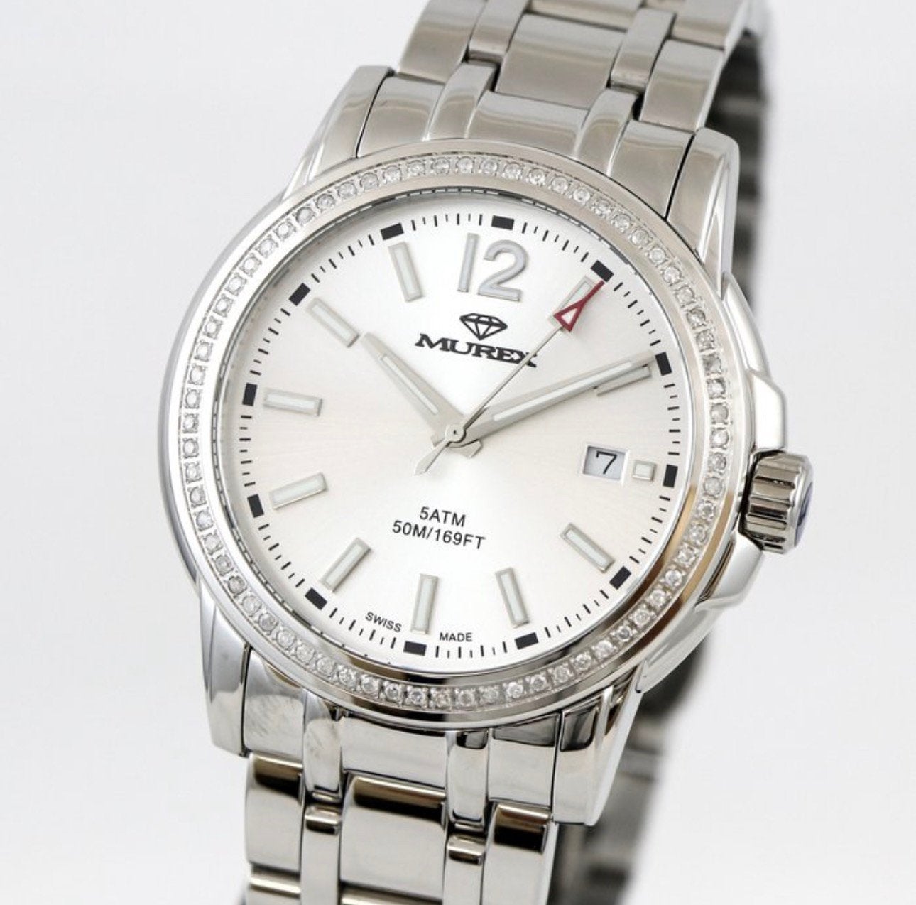 Murex quartz Swiss Made met 70 diamantjes in bezel, Ophalen of Verzenden, Nieuw
