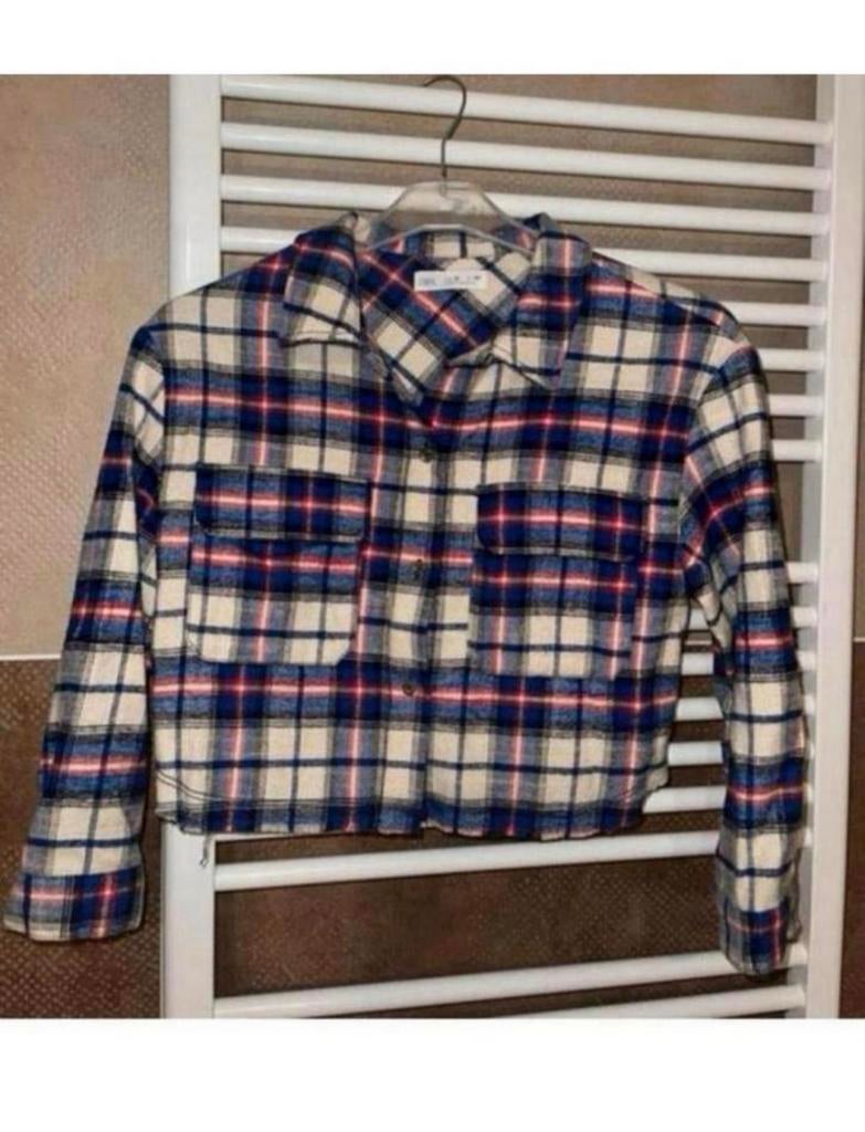 Zara cropped flanel overhemd maat 140, Kinderen en Baby's, Ophalen of Verzenden, Zo goed als nieuw, Jongen of Meisje, Overhemd of Blouse