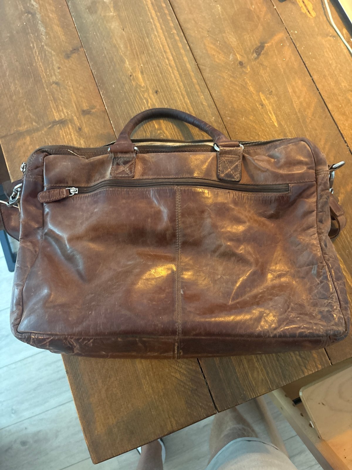 Micmacbags Leren Laptoptas/Aktetas - Bruin, Ophalen, Gebruikt, Bruin, Leer