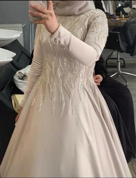 Nisan elbise, tesettur abiye, galajurk hijab., Kleding | Dames, Maat 38/40 (M), Galajurk, Beige, Ophalen of Verzenden