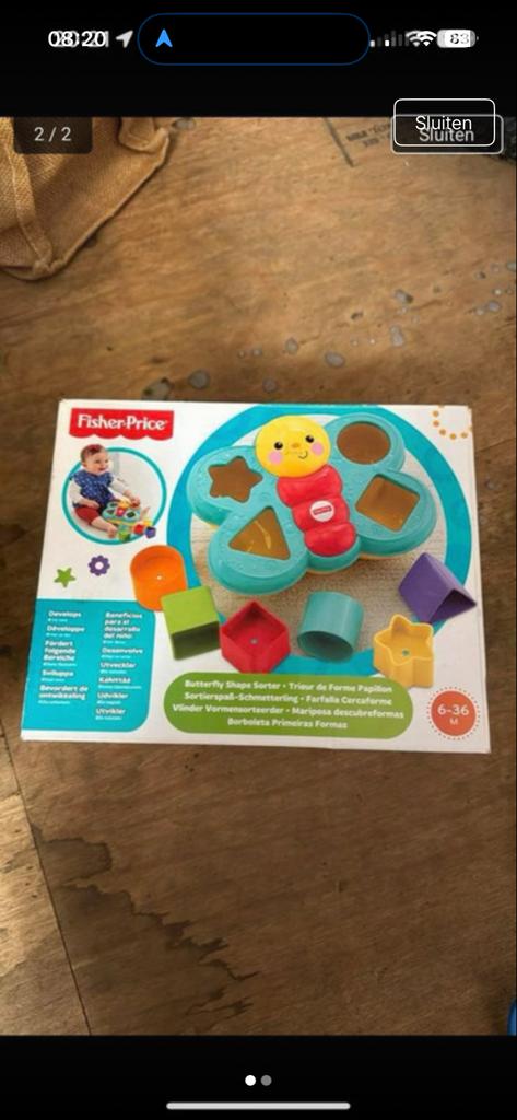 Fisher-Price Vlinder Vormensorteerder - Zo goed als nieuw, Kinderen en Baby's, Speelgoed | Fisher-Price, Ophalen of Verzenden