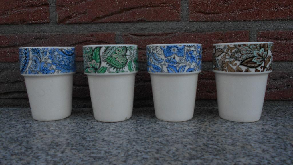 4x Petrus Regout Sphinx bekers drinkbeker in kleur, Ophalen of Verzenden