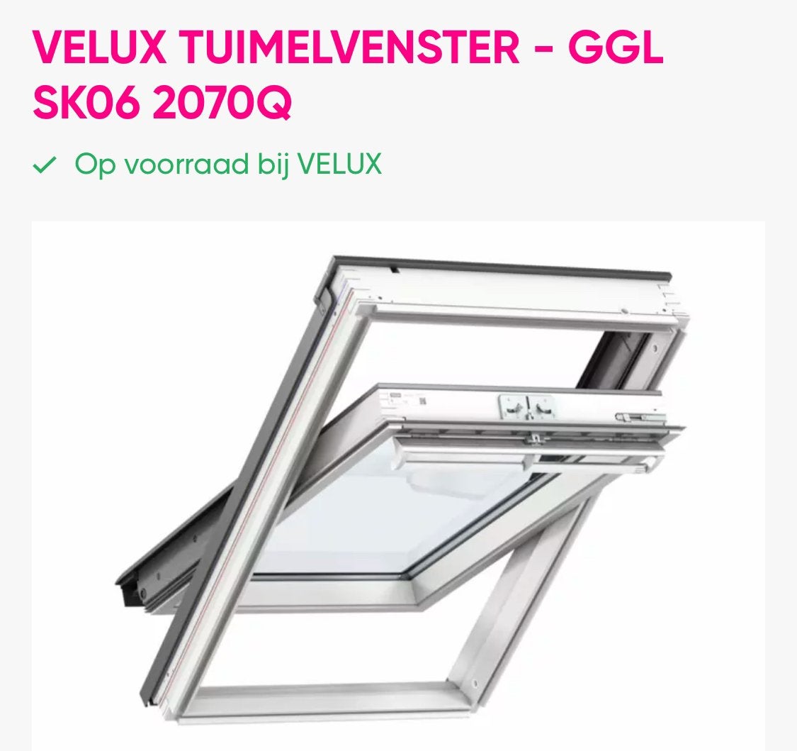 NIEUW VELUX DAKRAAM GGL SK06 2070Q INCL ELEKTRISCH ROLLUIK!, Ophalen, Zo goed als nieuw, Dakraam, 80 tot 120 cm