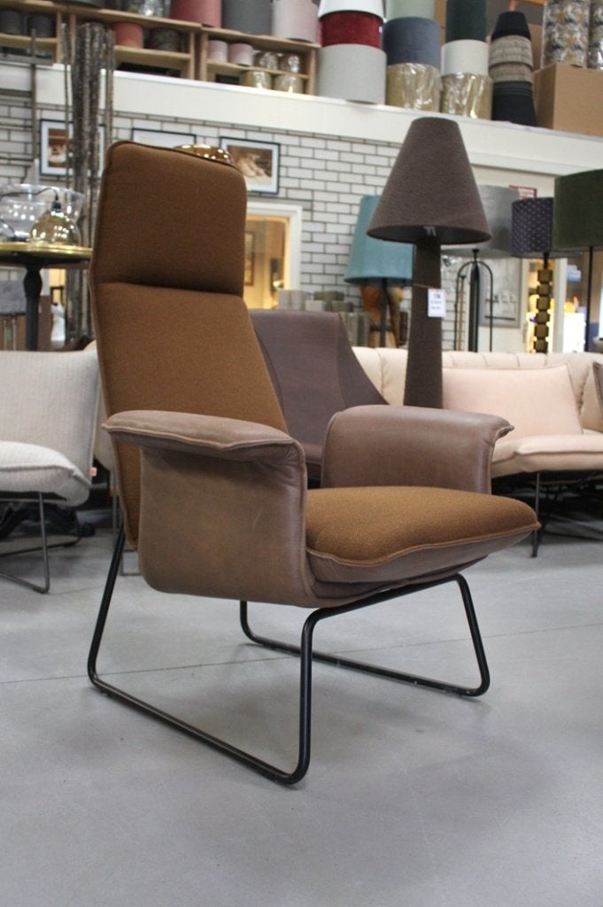 Luxe moderne fauteuil ORIGAMI Jess Design metaal leer stof, Ophalen, Modern design, Leer, 75 tot 100 cm