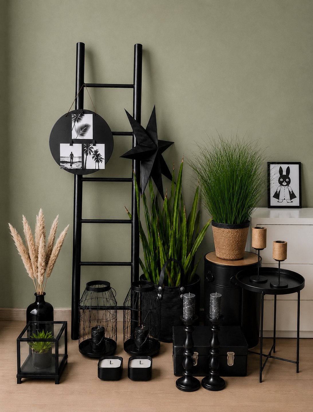Stijlvolle Zwarte Decoratie Set voor een Modern Interieur, Ophalen, Zwart, Zo goed als nieuw, Metaal