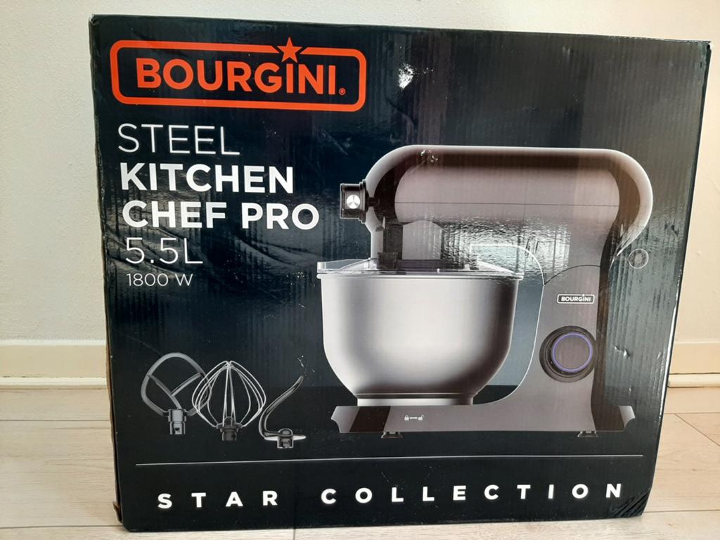 BOURGINI Steel Kitchen Chef Pro 5.5L 1800W Keukenmachine, Witgoed en Apparatuur, Keukenmixers, 4 liter of meer, Ophalen of Verzenden