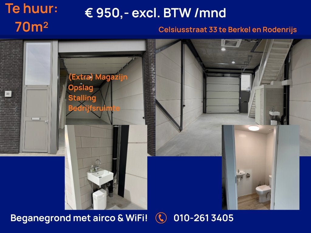 Nette opslag- magazijnruimte/ stalling 70m²  te huur!, 70 m², Huur, Bedrijfsruimte