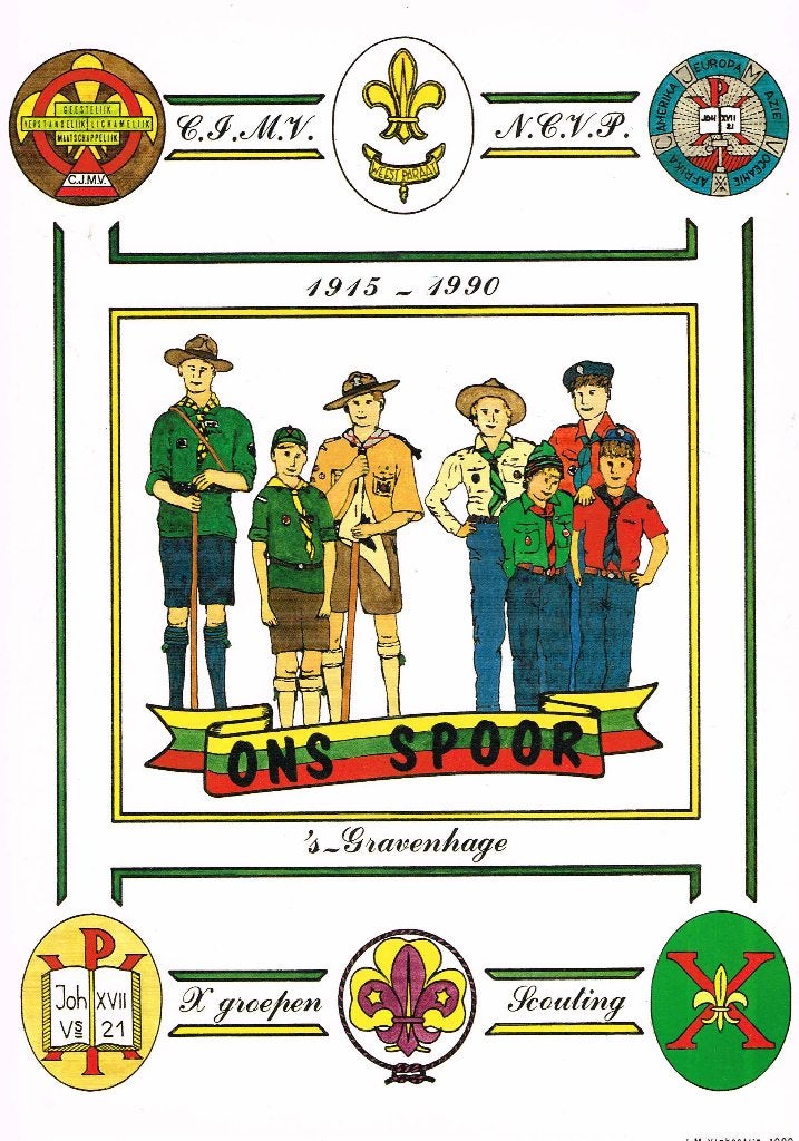 scouting Boek ONS SPOOR CJMV NCVP X groepen geschiedenis, Verzamelen, Ophalen of Verzenden, Embleem, Speld of Insigne