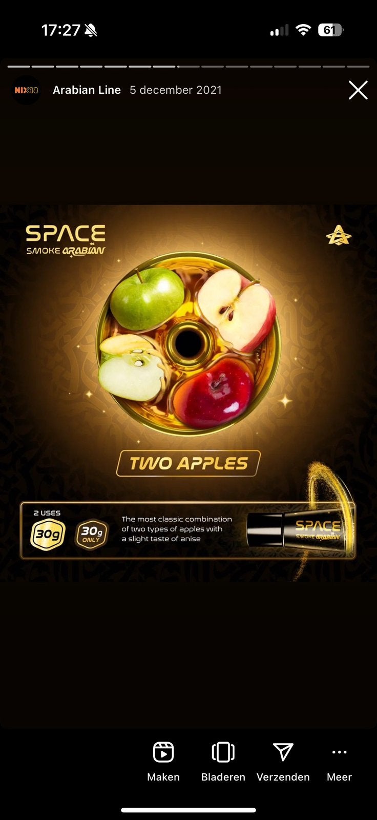 Double apple shisha pasta smaak, Ophalen of Verzenden, Nieuw, (Water)pijp