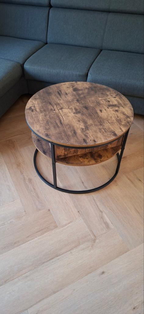 Salontafel Akoestisch Bruin met Opberg Ruimte Nieuwstaat, Huis en Inrichting, Tafels | Salontafels, Ophalen, 50 tot 100 cm, Rond