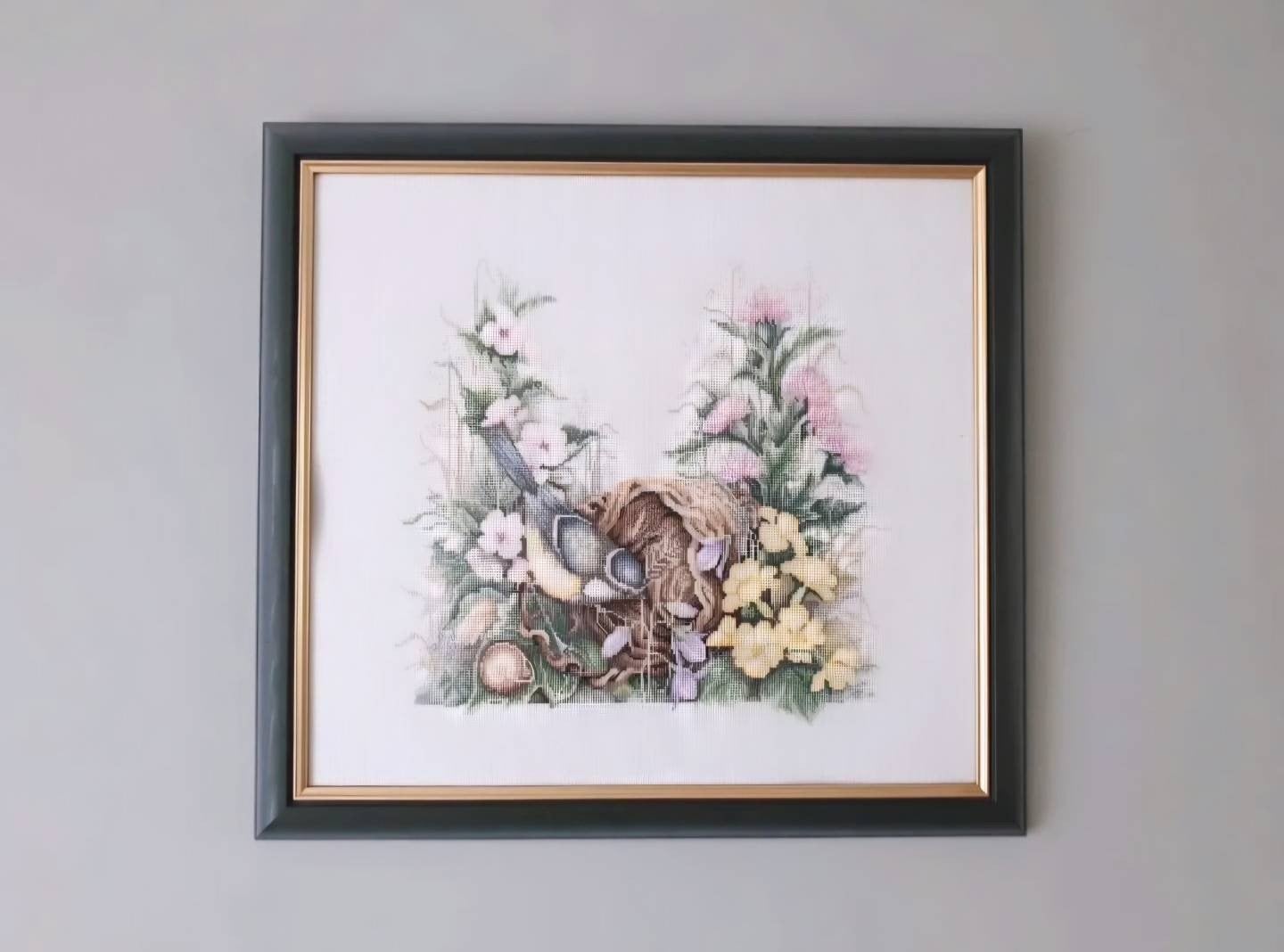 Marjolein Bastin Borduurwerk "Vogel met Bloemen", Ophalen of Verzenden