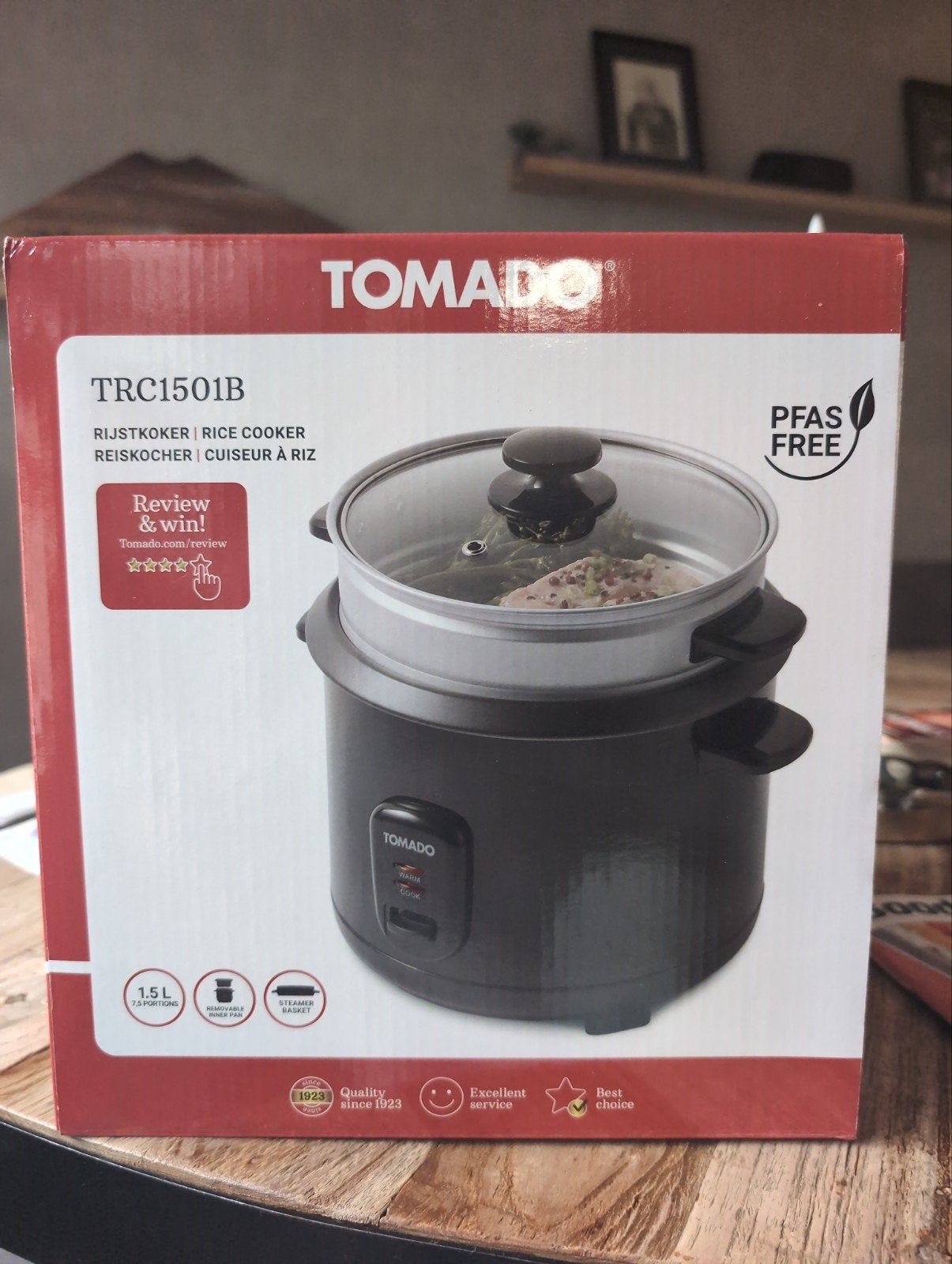 Tomado TRC1501B Rijstkoker - 1.5L, PFAS-vrij, Ophalen of Verzenden, Nieuw
