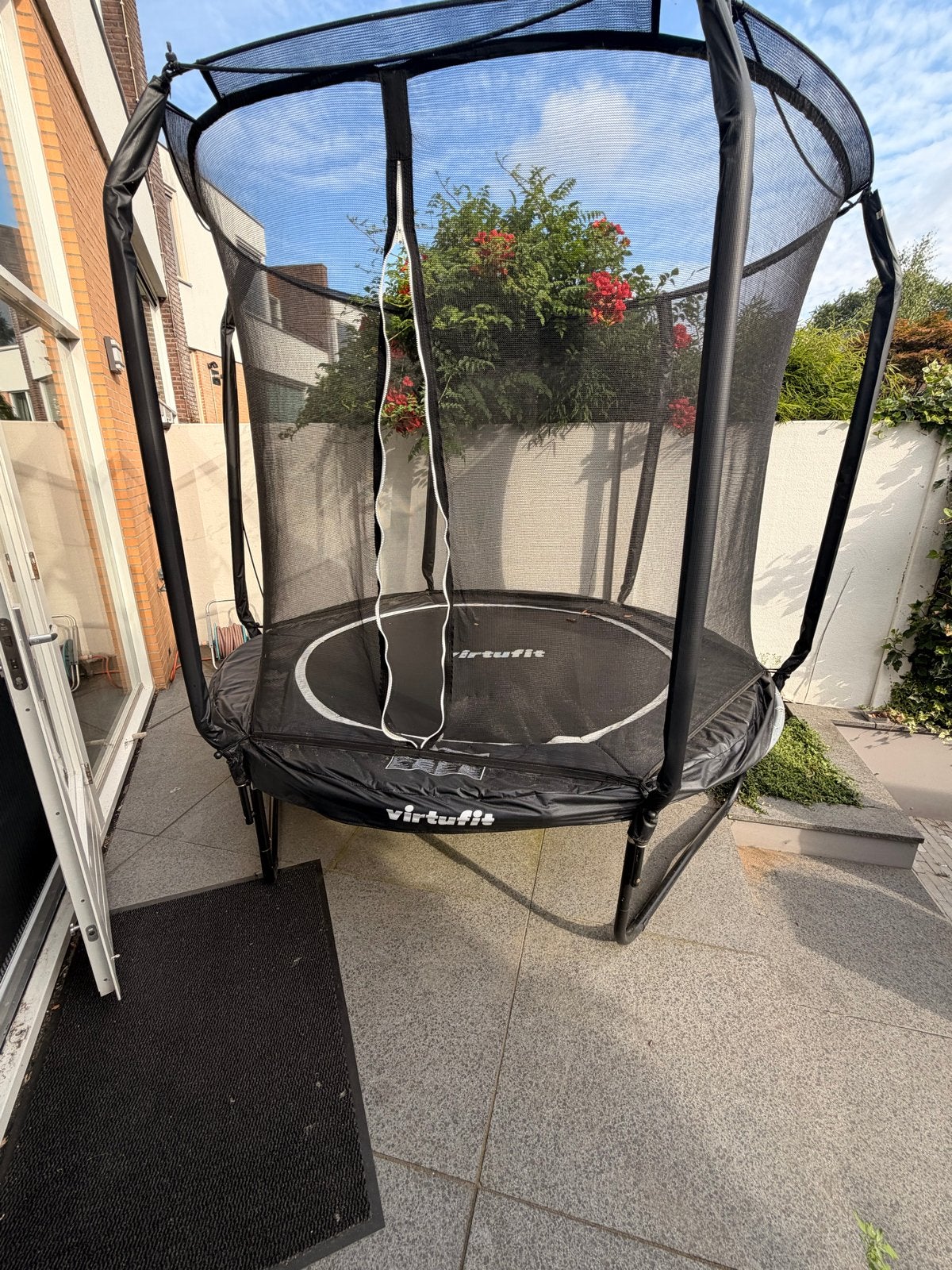 Virtufit Trampoline met veiligheidsnet en trap compleet., Ophalen, Zo goed als nieuw