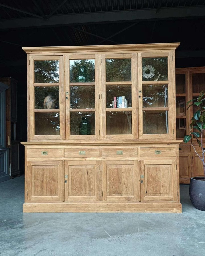 Grote teakhouten winkelkast | Buffetkast Teak  #3342, Gebruikt, -, 200 cm of meer, -