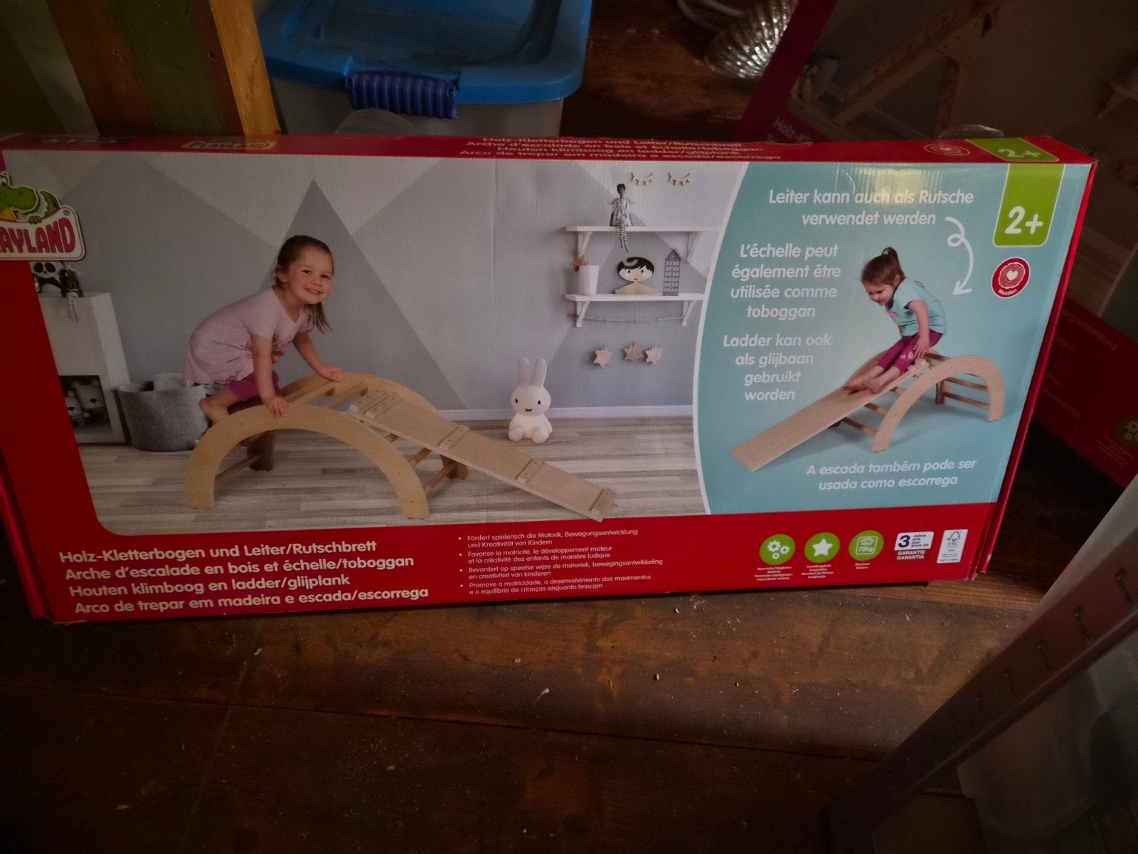 Houten klimboog met een glijbaan. nieuw in doos, Kinderen en Baby's, Ophalen, Nieuw, Glijbaan