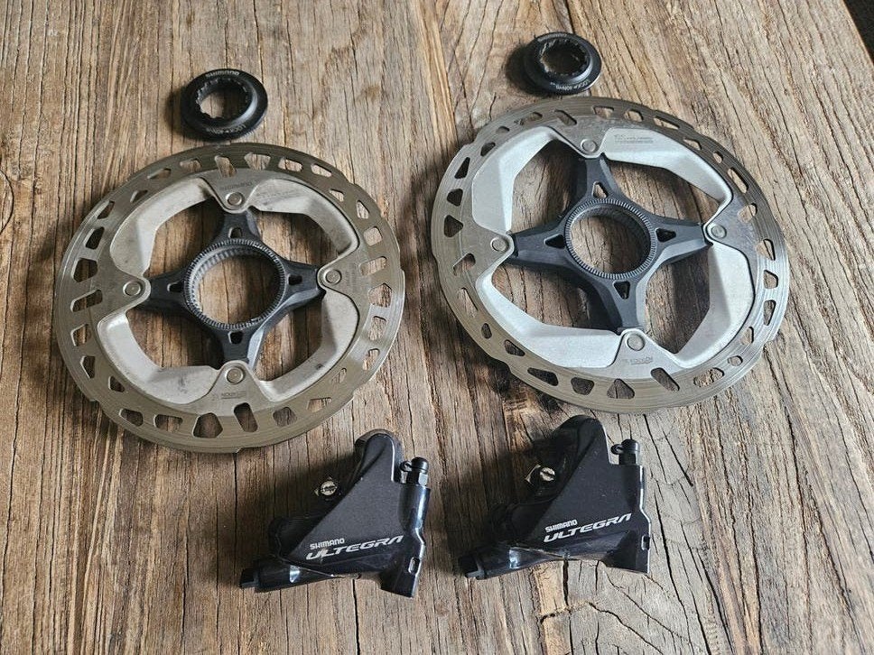 Shimano Ultegra BR-R8070 Remmen met RT-MT800-SS Schijven, Remmen, Gebruikt, Gravelbike, Ophalen of Verzenden