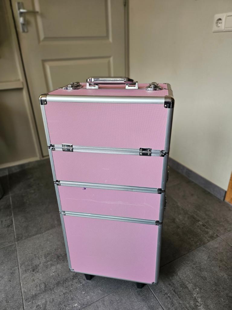roze visagiekoffer nagel koffer, Ophalen, Gebruikt, Roze