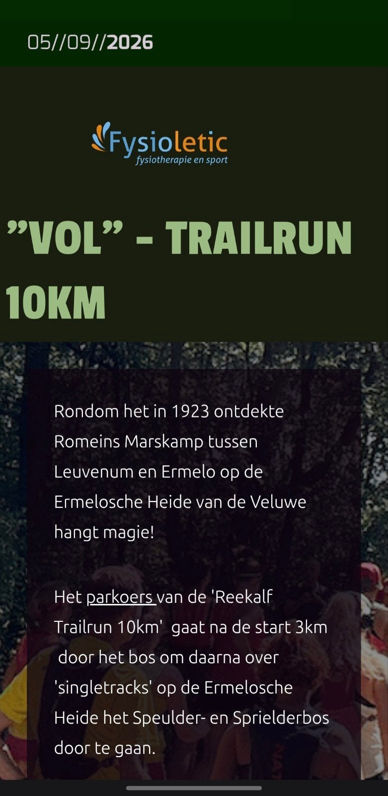 Startbewijs Veluwe trailrun 10 km (5 september), Eén persoon, September