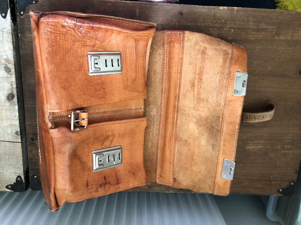 leren schooltas vinted, Sieraden, Tassen en Uiterlijk, Tassen | Schooltassen, Bruin, Aktetas of Boekentas, Ophalen of Verzenden