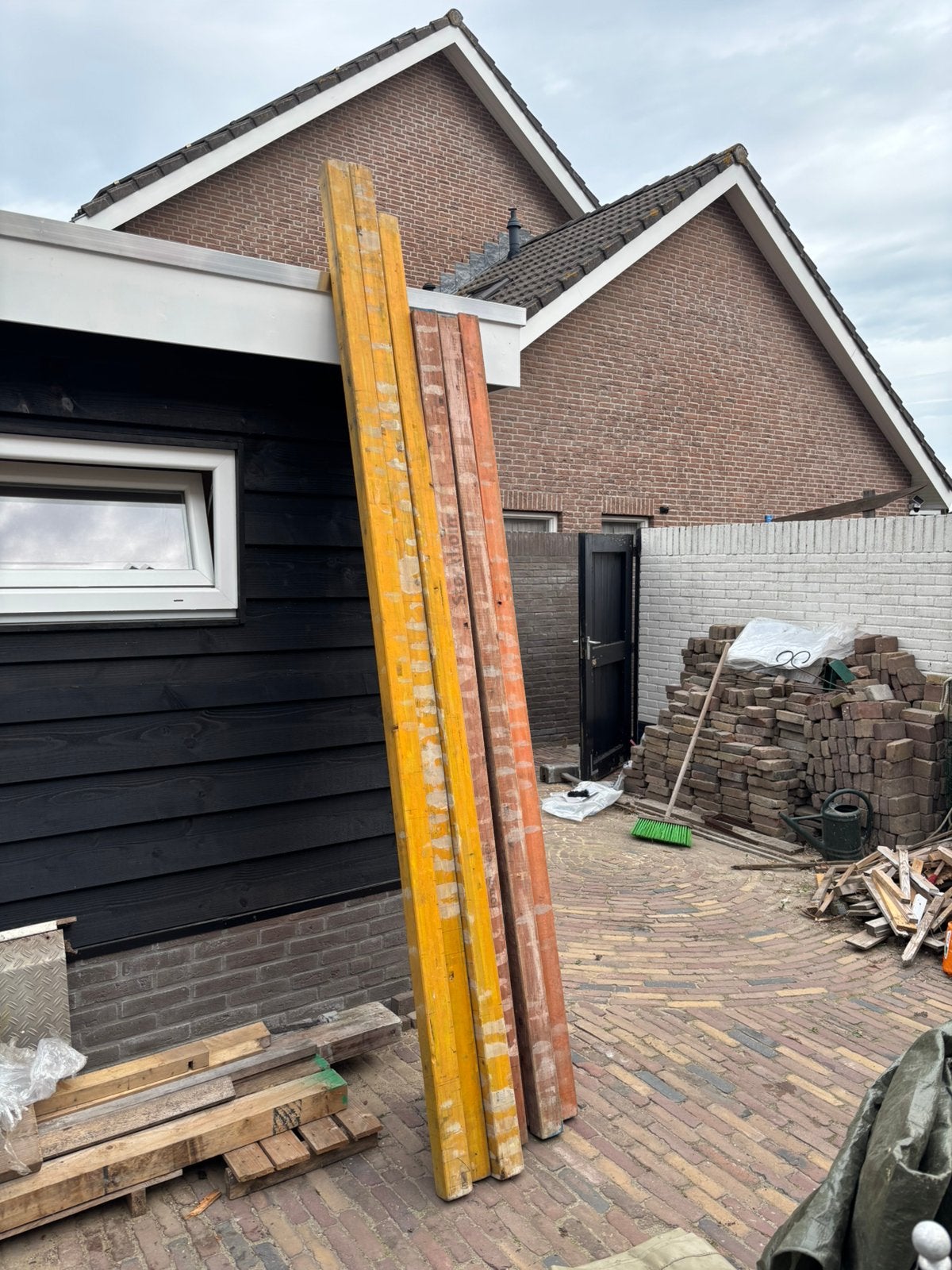 Houten metsel profielen / metselpalen 9 stuks, Ophalen, Zo goed als nieuw, Overige typen, Minder dan 2 meter