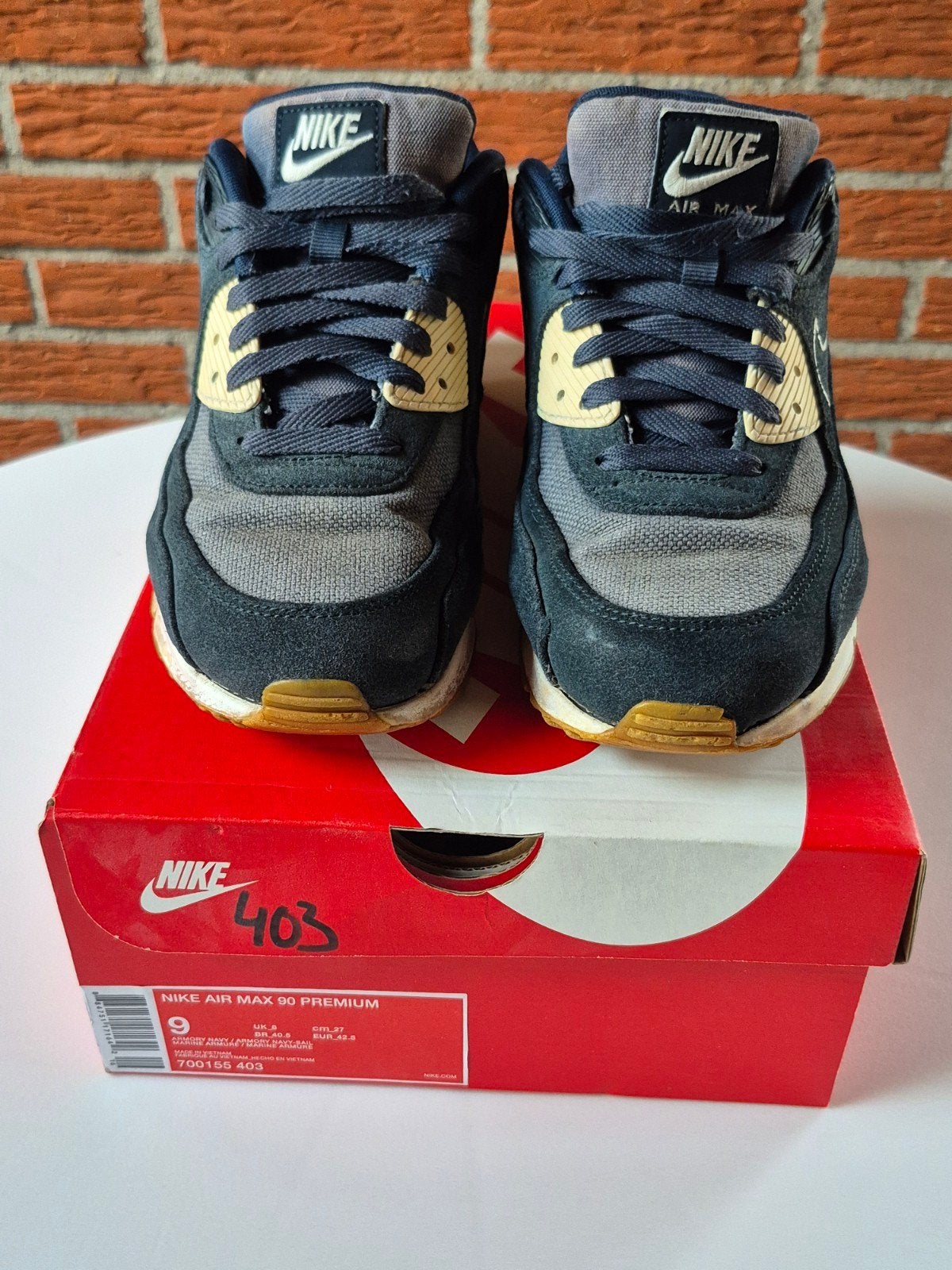 Nike Air Max 90 Premium "Armory Navy" 700155 403 maat 42,5, Blauw, Nike Air Max 90, Ophalen of Verzenden, Sneakers of Gympen