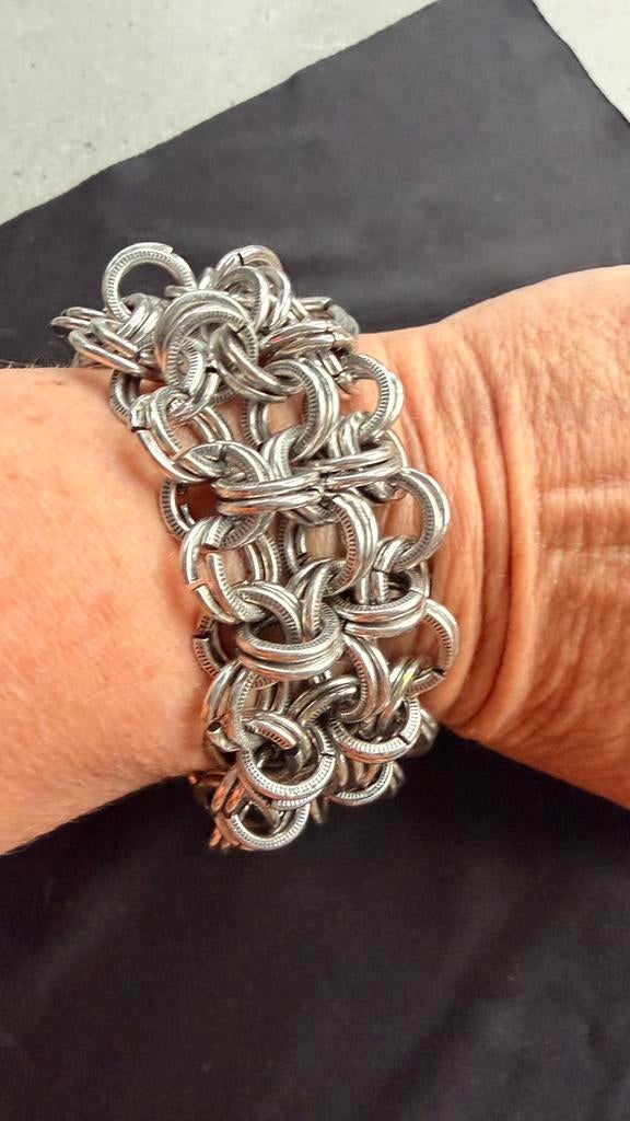 Josh metalen schakelarmband met magneetsluiting, Sieraden, Tassen en Uiterlijk, Armbanden, Ophalen of Verzenden, Nieuw, Zilver