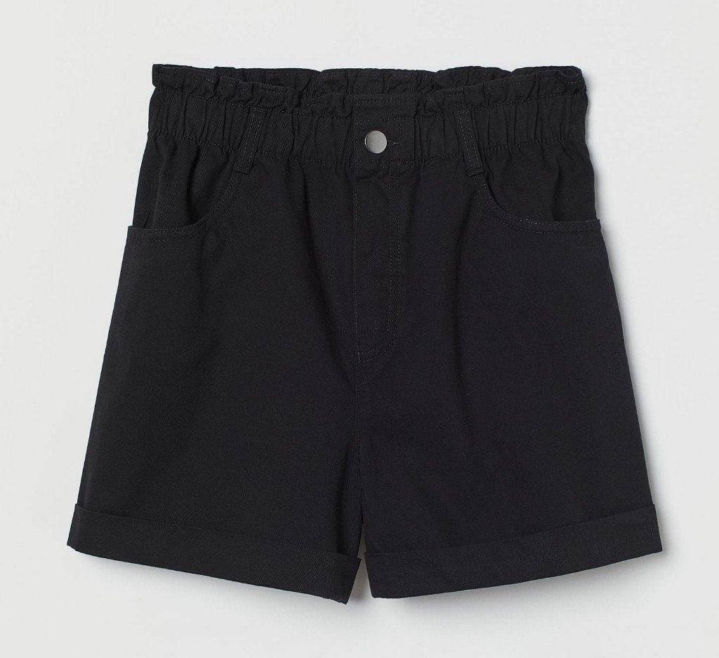 H&M twill short korte broek met hoge taille zwart maat M, Maat 38/40 (M), H&M, Kort, Zwart