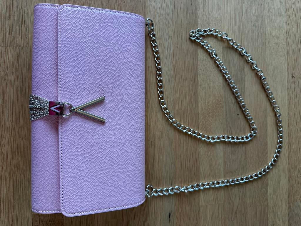 Valentino avondtasje roze met zilveren ketting, Ophalen of Verzenden, Zo goed als nieuw, Roze, Avondtasje