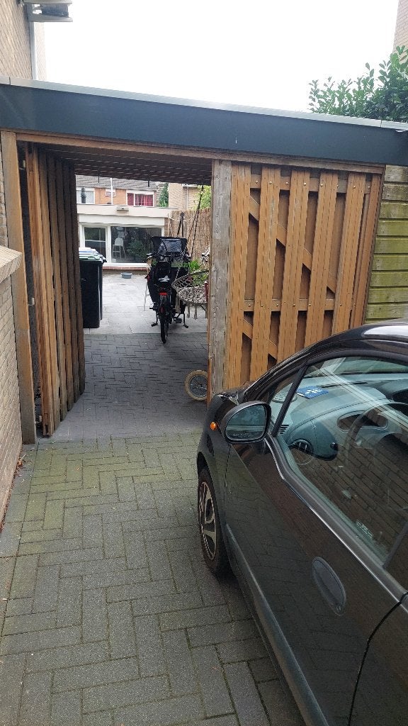 Stevige hardhouten dubbele poort – met hang- en sluitwerk, Ophalen, Gebruikt, 200 cm of meer, Hout
