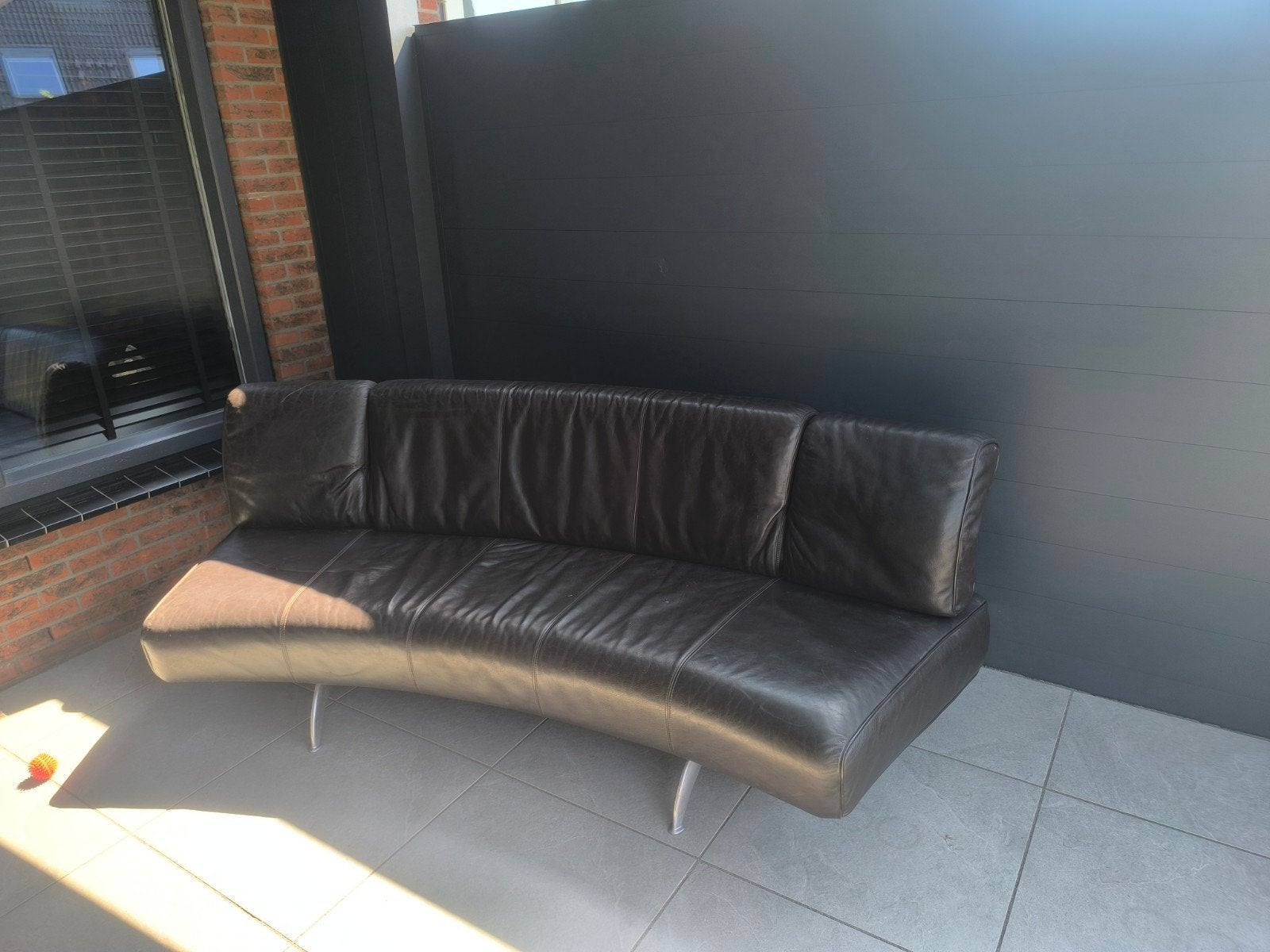 Lederen bank, Ophalen, Gebruikt, 75 tot 100 cm