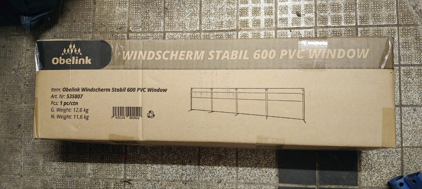 PVC windscherm Obelink stabil 600, Ophalen, Nieuw