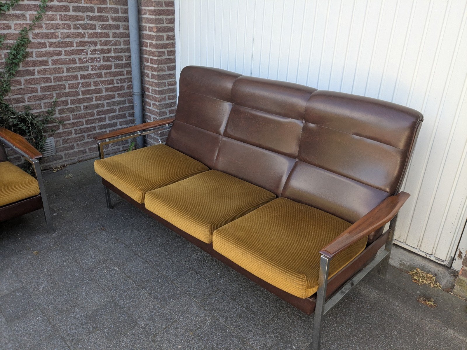 vintage bank bankstel bankje jaren 70 space age, Huis en Inrichting, Banken | Bankstellen, Gebruikt, 150 tot 200 cm, Driepersoons