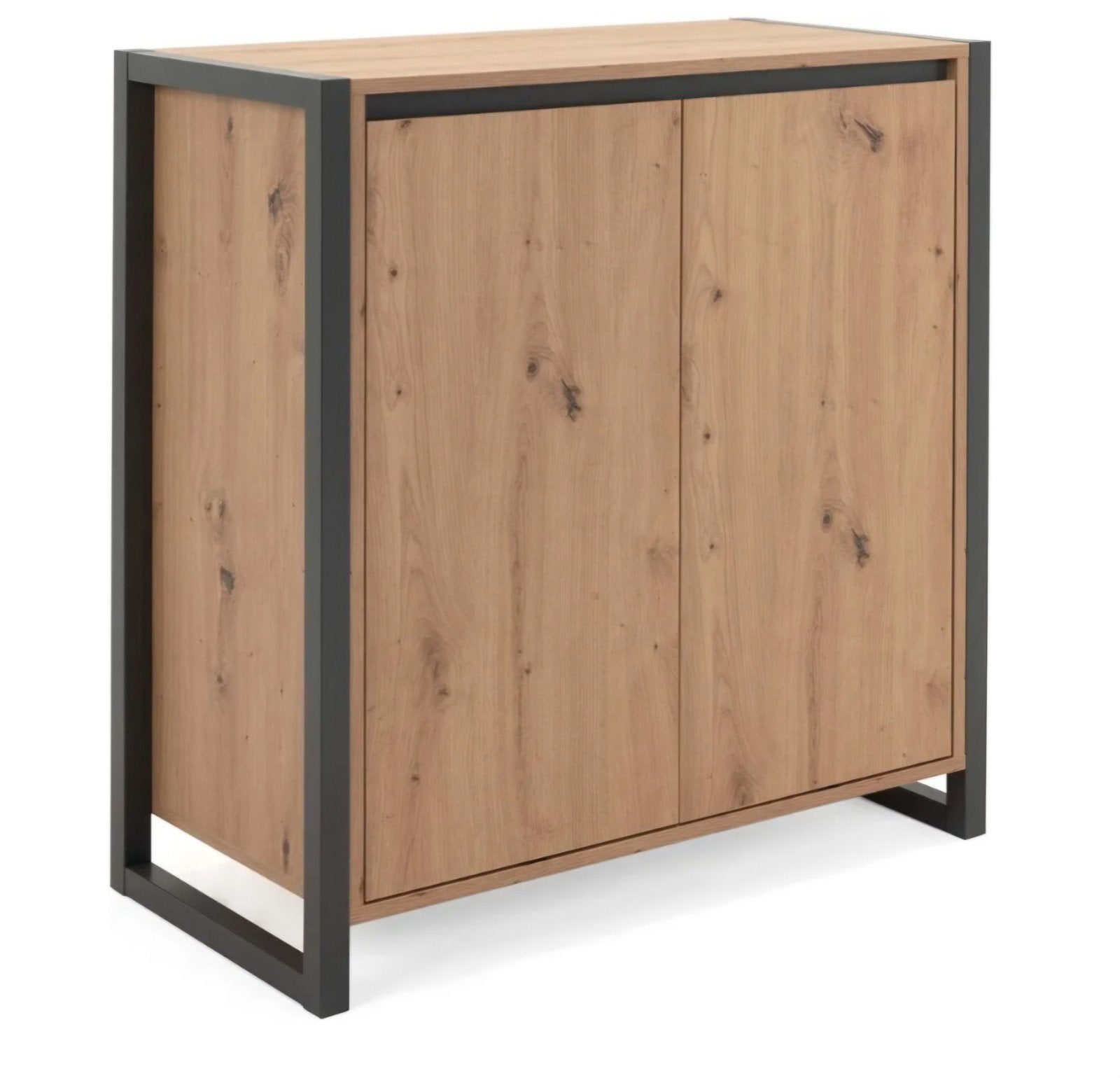 Denver 1 Commode Artisan Eiken/Antraciet Grijs, Ophalen, Met deur(en), Modern, Industrieel, 50 tot 100 cm